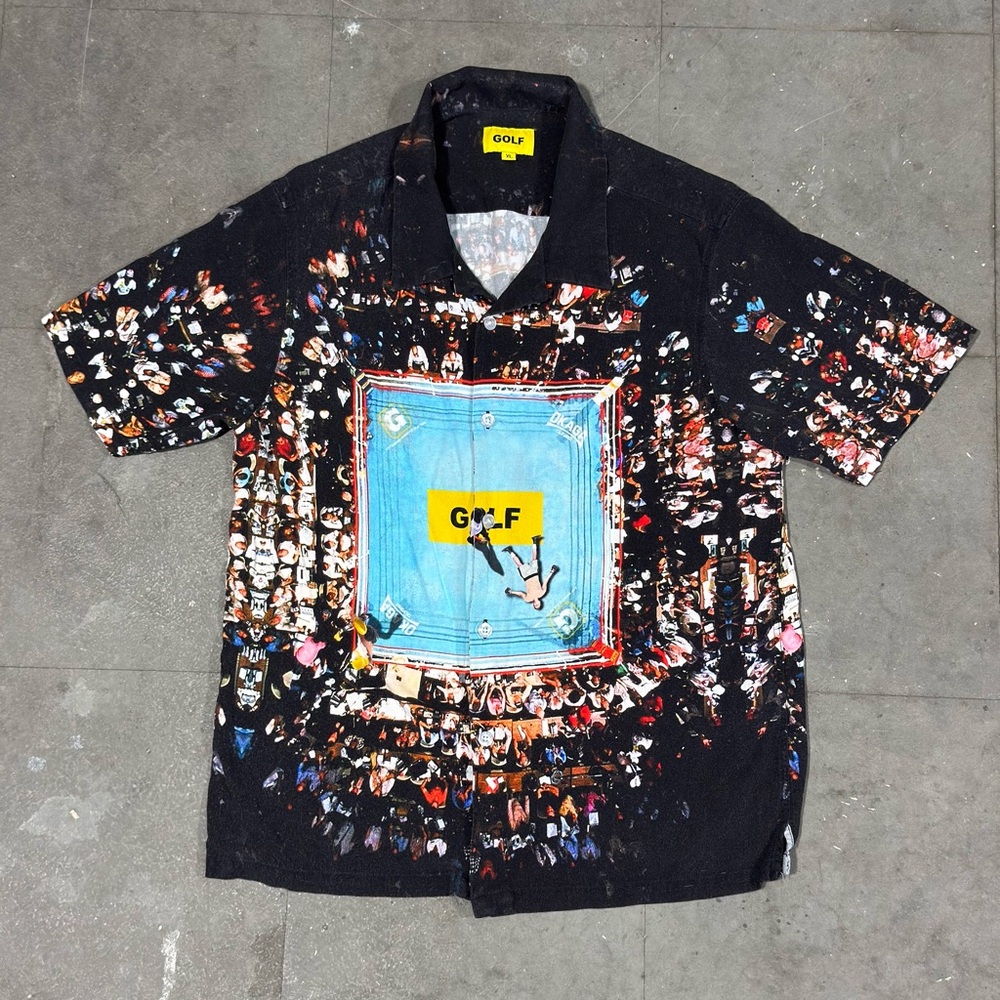 Golf Wang Tyler The Creator Rayon Button Up Loop Collar Shirt “Boxing Ring” XL